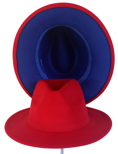 Red Top Blue Down Fedora